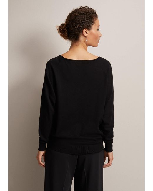 Phase Eight Black Senita Fine Knit V Neck Jumper