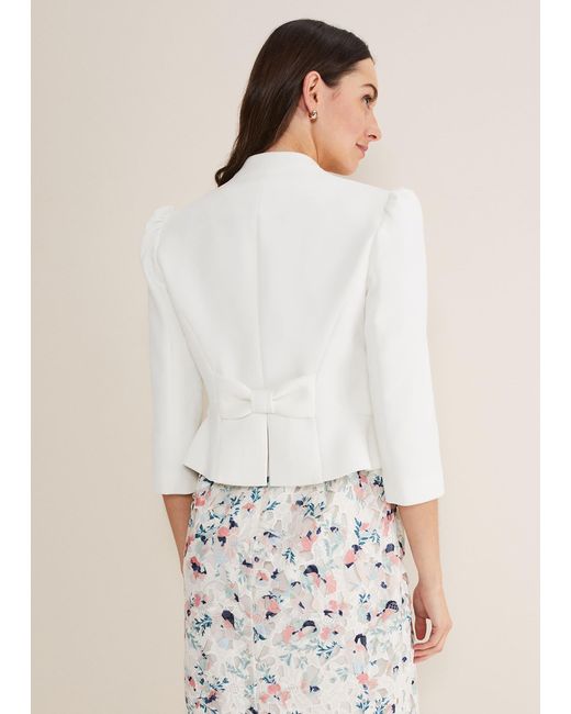 Phase Eight White Isabella Bow Jacket
