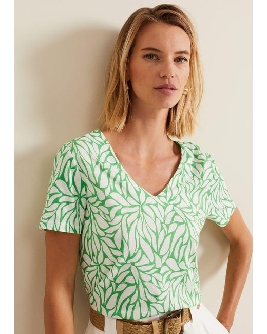 Phase Eight Green 's Alice Leaf Print Top