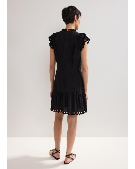 Phase Eight Black Reena Cutwork Embroidered Mini Dress