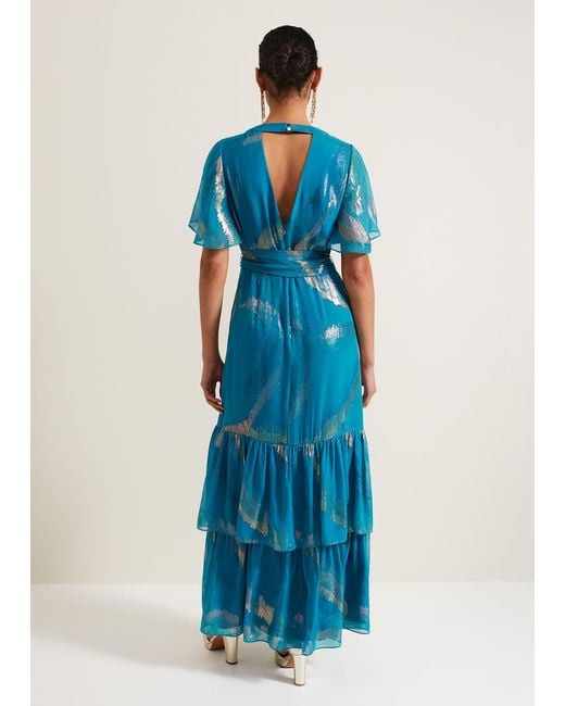 Phase Eight Blue Charissa Silk Maxi Dress