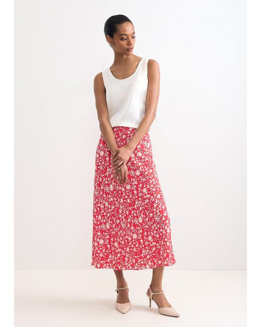 Phase Eight Pink Roxana Floral Print Midi Skirt