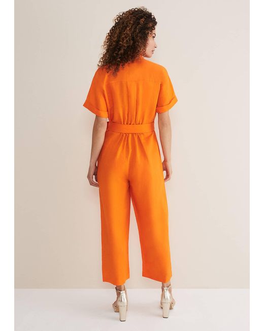 Phase Eight Orange Pria Linen Jumpsuit