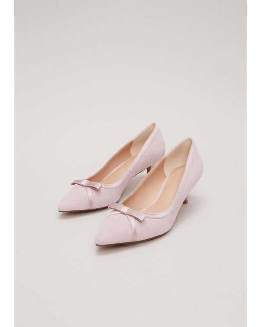 Phase Eight Pink 's Bow Kitten Heel Shoes