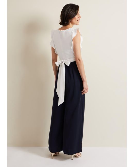 Phase Eight Blue Ayla Ruffle Wrap Jumpsuit