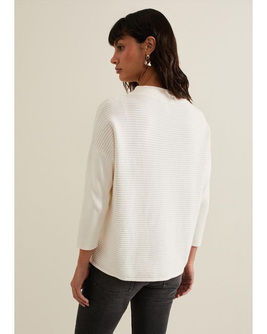 Phase Eight White Elise Ripple Jumper