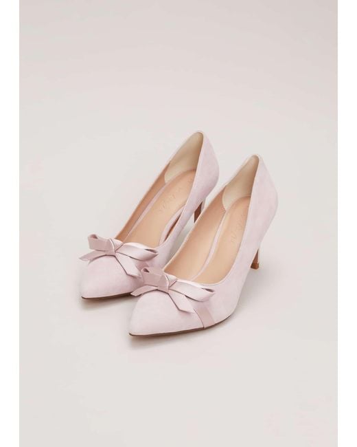 Phase Eight Pink 's Suede Bow Front Court Shoe