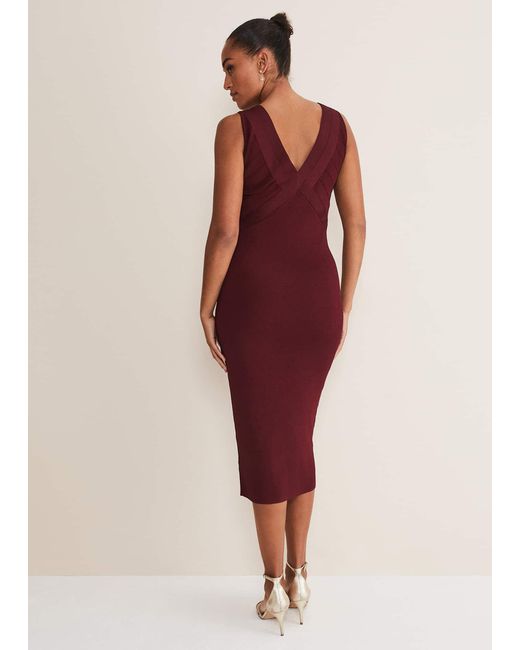Phase Eight Red Fressia Cut Out Bandage Dress