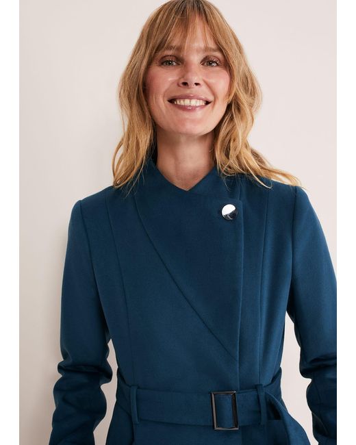 Phase Eight Blue 's Susie Collarless Wrap Coat