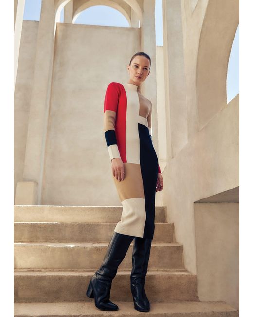 Phase Eight Natural Nancy Colourblock Column Midi Dress