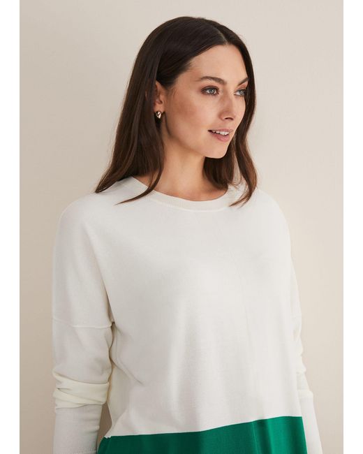 Phase Eight White Cleo Colour Block Knit