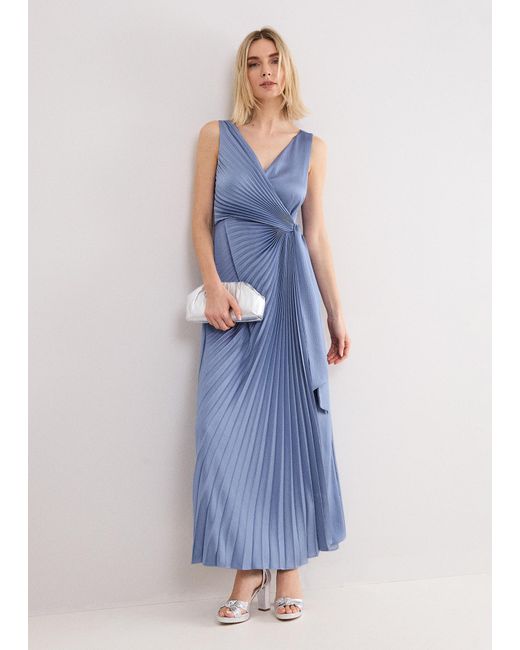 Phase Eight Blue Emlyn Wrap Satin Maxi Dress