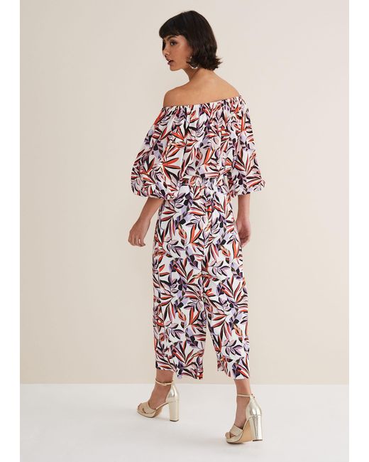 Phase Eight Pink Lois Leaf Print Culottes