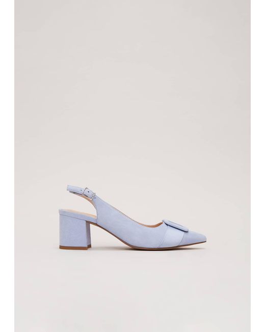 Phase Eight White 's Suede Buckle Block Heel Shoes