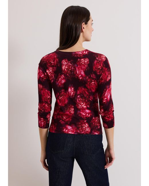 Phase Eight Red Dani Rose Printed Cardigan