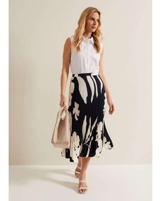 Phase Eight Natural 's Elmina Floral Pleated Skirt