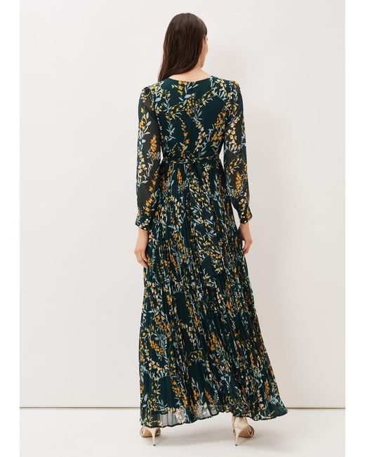 Phase Eight Green Carmen Pleated Maxi Dress