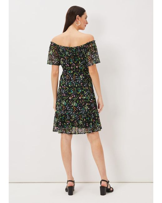 Phase Eight Green Zaylah Shirred Floral Mesh Dress