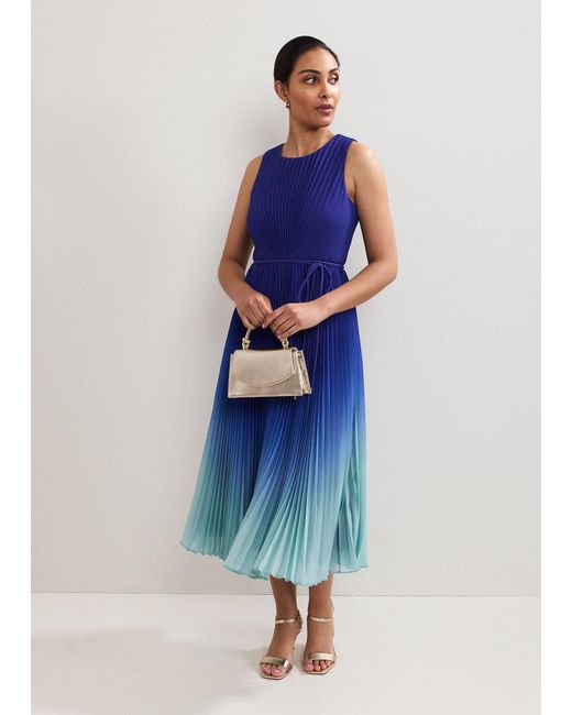 Phase Eight Blue Petite Simara Ombre Midi Dress