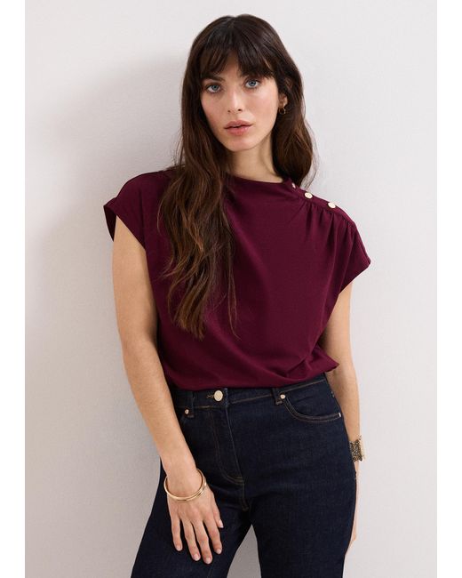 Phase Eight Red Paige Ponte Top