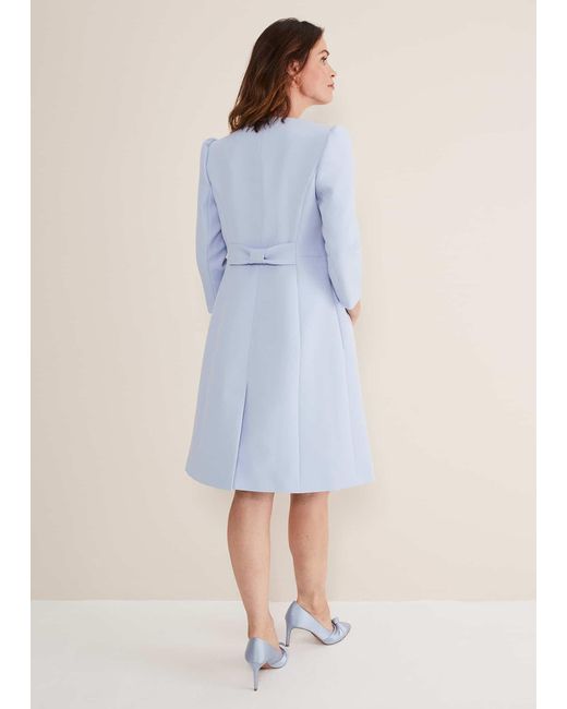 Phase Eight Blue Venita Bow Long Jacket