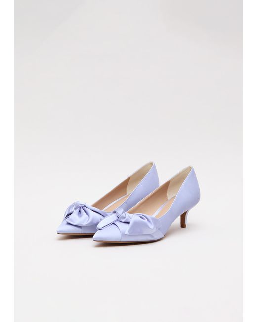 Phase Eight White Satin Knot Front Kitten Heel
