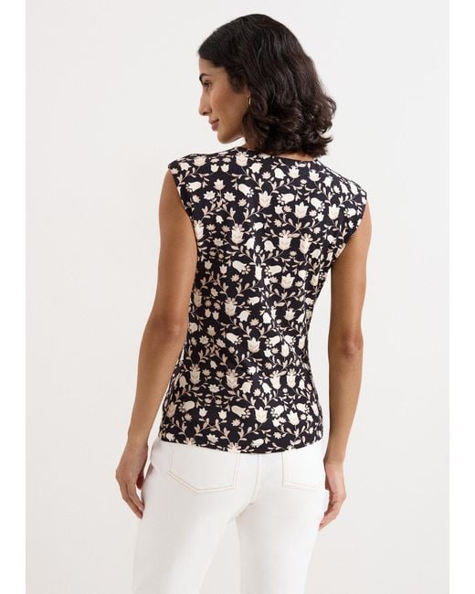 Phase Eight Black Sophia Floral Printed Top