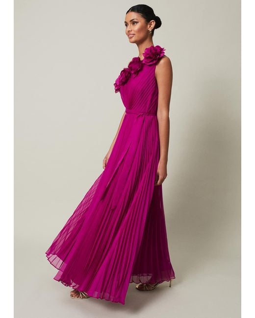Phase Eight Pink 's Minnie One Shoulder Pleated Maxi Dress