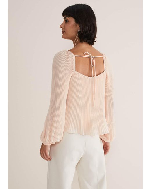 Phase Eight Natural Nysa Pleated Top