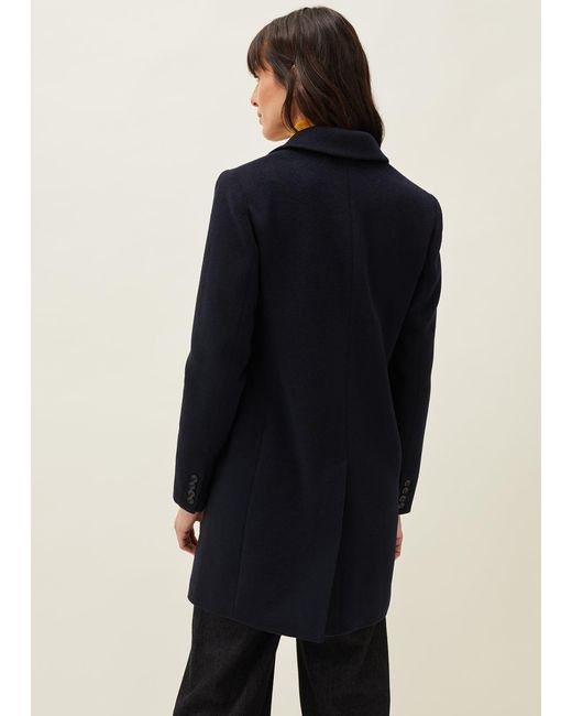 Phase Eight Blue Lydia Wool Smart Coat