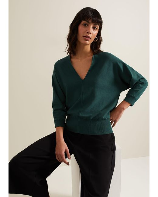 Phase Eight Black Gina V Neck Batwing Jumper