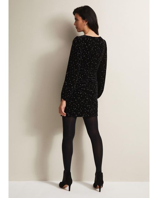 Phase Eight Black Adele Velvet Mini Dress