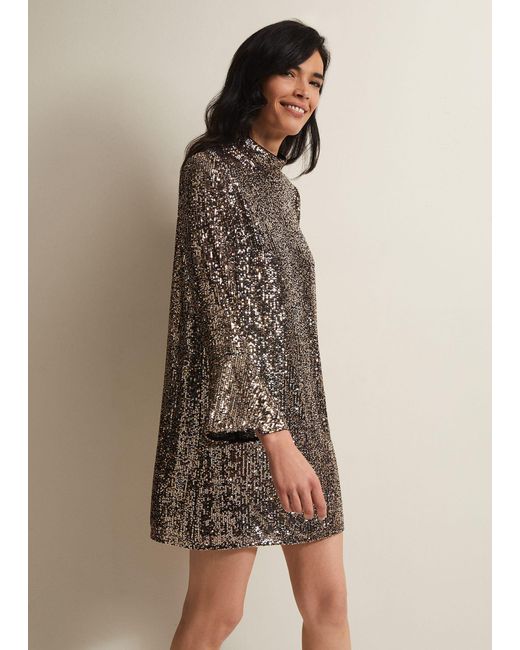 Phase Eight Natural Jemima Sequin Shift Mini Dress