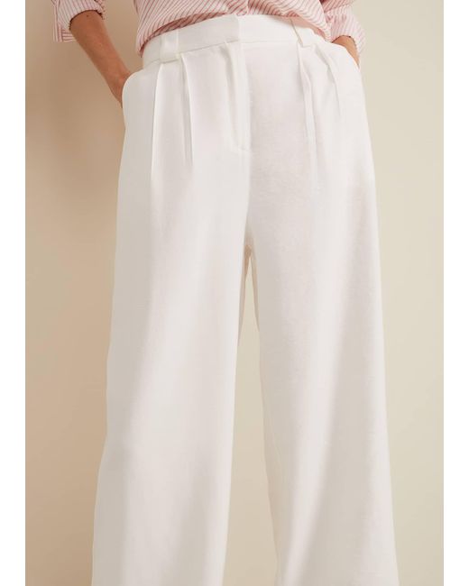 Phase Eight Natural 's Tyla White Wide Leg Trouser