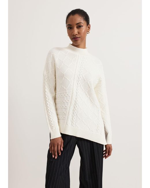 Phase Eight White 's Casey Ivory Cable Jumper