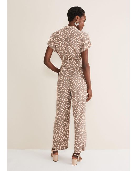 Phase Eight Natural Paige Abstract Wide Leg Jumpsuit