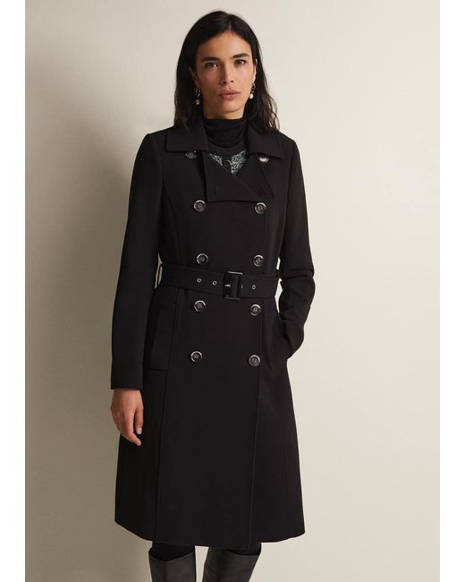 Phase Eight Black Layana Smart Trench Coat
