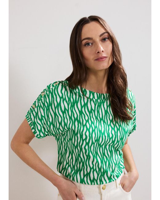 Phase Eight Green Suzie Button Detail Printed Top