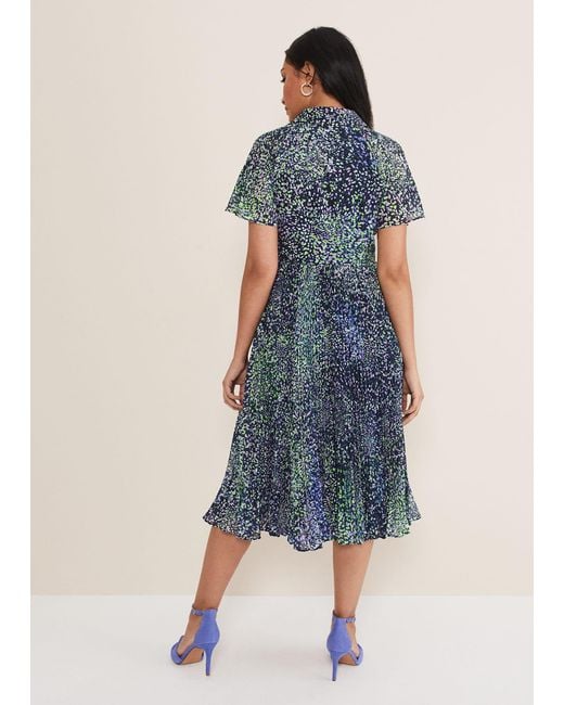 Phase Eight Blue Petite Amelia Ditsy Shirt Midi Dress