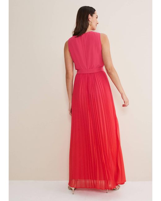 Phase Eight Red Piper Ombre Pleated Dress