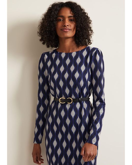 Phase Eight Blue 's Kelly Geo Midi Shift Dress