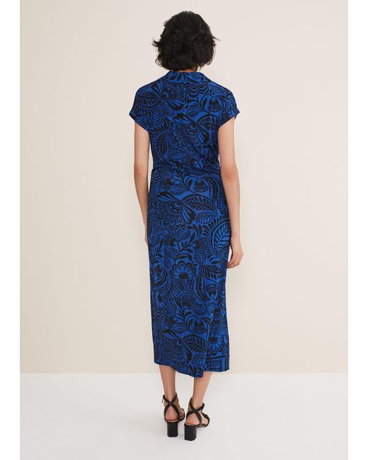 Phase Eight Blue Mara Abstract Print Wrap Dress