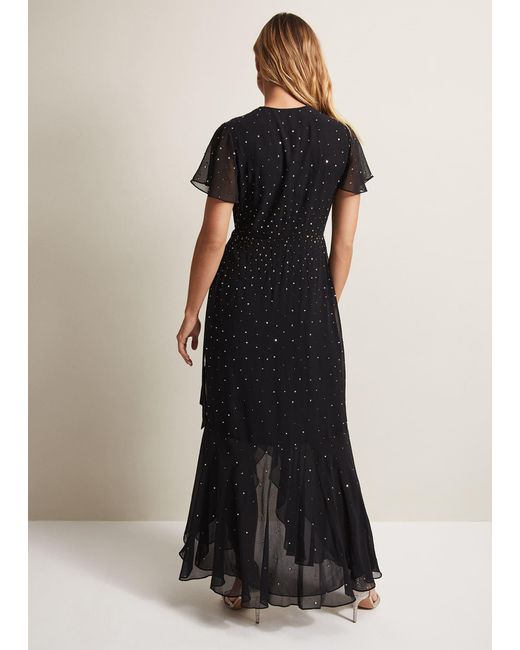 Phase Eight Natural 's Melody Sequin Feather Maxi Dress