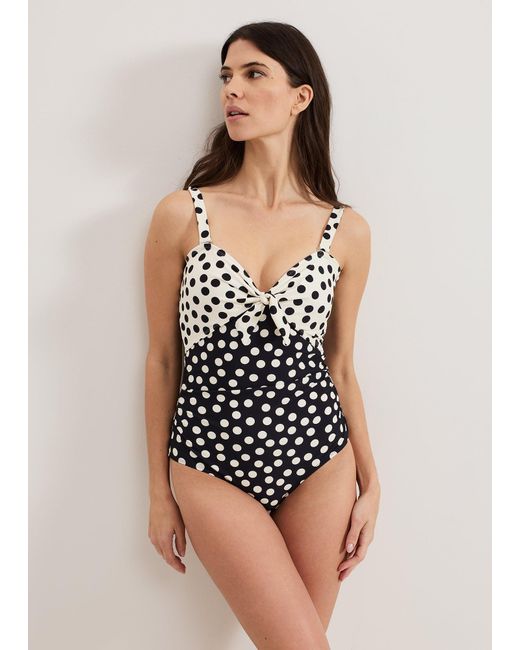 Phase Eight Black Polka Dot Print Swimsuit