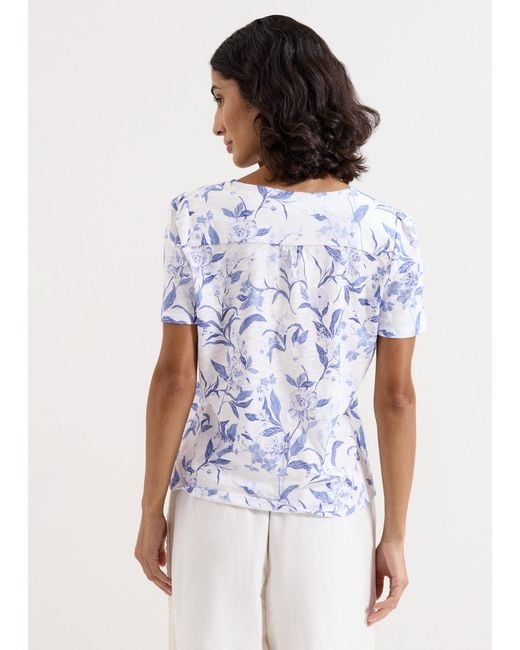 Phase Eight White Lorenna V Neck Print Top