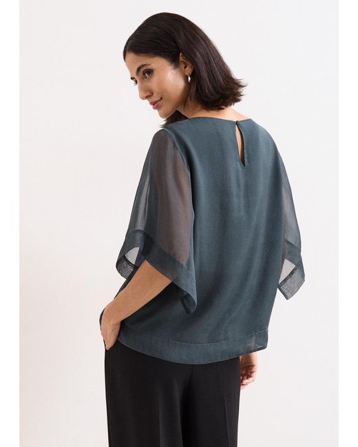 Phase Eight Blue Florence Silk Blouse
