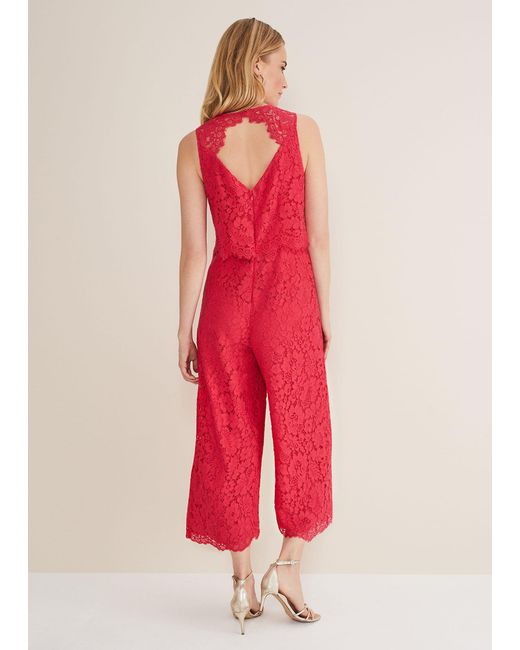 Phase Eight Red Dora Lace Jumpsuit