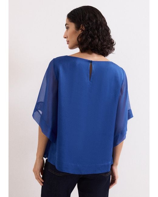 Phase Eight Blue Florence Silk Blouse