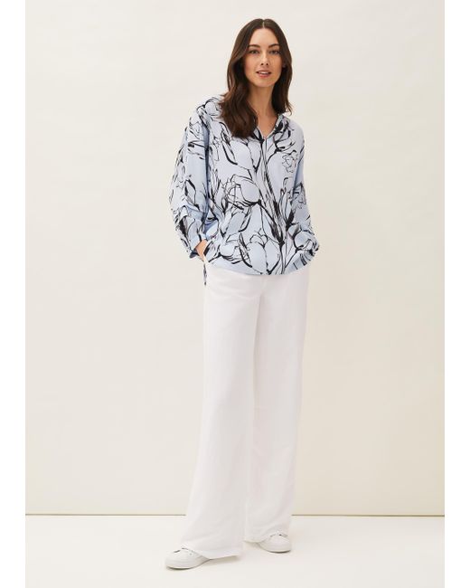 Phase Eight White Beatrix Linen Trousers