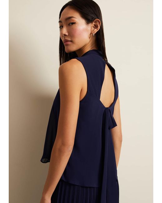 Phase Eight Blue 's Eden Navy Pleated Jumpsuit